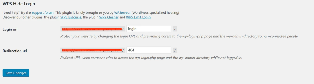 Change the login URL with WPS Hide Login